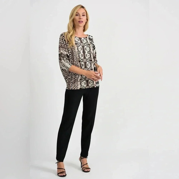 Joseph Ribkoff Knit Animal Print Dolman Sleeve Blouse - Picture 1 of 13
